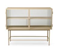 Haze Ribbed Glass and Metal Sideboard Beige one size