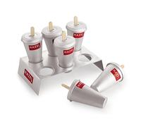 HAZEL Aluminium Reusable Kulfi Mould Set of 6 | Kulfi Maker for Children and Adults | Homemade Candy Mould (6 pcs Cone with Stand (Hole Lid))