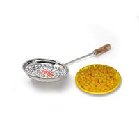 HAZEL Boondi Maker Stainless Steel | 43 x 17 x 6 Centimeters Multipurpose Jhara for Boondi Raita and Laddu Sweets with Wooden Handle for Firm Grip