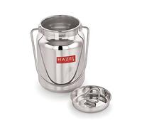 Hazel Heavy Gauge Steel Oil & Ghee Can | Stainless Steel Grease Oil Pot With Lid | Multipurpose Airtight Milk Kitchen Container Storage container