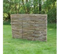 Hazel Hurdle Fence Capped Panels, Natural Woven Wood Garden Screen, Rustic Outdoor Privacy Divider (6ft x 6ft)