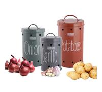 Hazel Onion, Potato and Garlic Storage Kitchen Container Set of 3 with Lid | Food Grade Storage Container | Versatile Kitchen Storage Solution