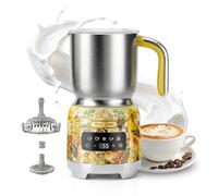 Hazel Quinn 5-in-1 Electric Milk Frother & Steamer, 400ML - Floral Printed | Hot & Cold Foam, LED Touch Control, Adjustable Temperature, Detachable Dishwasher Safe, Hot Chocolate Maker, Milk Warmer