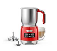 Hazel Quinn Milk Frother Electric 5 in 1, Hot Milk Steamer and Hot Chocolate Maker, Variable Temp and Thickness, Detachable for Dishwasher Safe, 400ML / 13.5OZ, for Latte, Cappuccino - Ruby Red