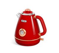 Hazel Quinn Retro Electric Kettle - 1.7L, 2200W Fast Boiling, All Stainless Steel Interior, Cordless, BPA-Free, Auto Shut-Off, Fast Boiling for Tea & Coffee - Ruby Red
