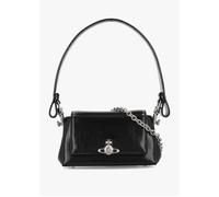Hazel Small Black Naplak Leather Shoulder Bag - Black Suede / One Size