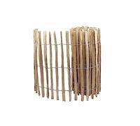 Hazel Wood Picket Fence Roll 100 cm x 5 m - Natural Garden Fence with Galvanised Wire, 3-4 cm Spacing, Rustic Border for Beds, Ponds and Paddocks