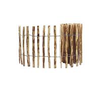 Hazel Wood Picket Fence Roll 60 cm x 5 m - Natural Garden Fence with Galvanised Wire, 3-4 cm Spacing, Rustic Border for Beds, Ponds and Paddocks