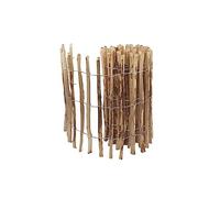 Hazel Wood Picket Fence Roll 90 cm x 5 m - Natural Garden Fence with Galvanised Wire, 3-4 cm Spacing, Rustic Border for Beds, Ponds and Paddocks