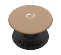 Hazelnut Brown Hand Drawn Heart Minimalist Love PopSockets Swappable PopGrip