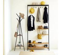 Free-Standing Coat Rack, Hazelnut Brown + Black