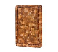 Hazelton Oaks Teak End Grain Chopping Board 35 x 25 x 2.6 cm - Heavy Duty Butcher Block Cutting Board with Juice Groove - Knife Friendly Wooden Kitchen Board for Meat & Food Prep
