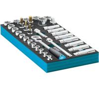 Hazet 163-483/33 Socket Spanner Set (Square 10 mm (3/8 Inch), External Hexagonal Traction Profile, Inner Hex Profile, Number of Tools: 33)