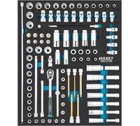 HAZET 163D-2/103 103-Piece Socket Set, 3-22 mm, E5-E14, Hexagon, TORX, Inner Hex, Pull Profile, Double Hexagon, Reversible Ratchet Extensions,