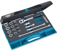 HAZET 880/17 Hexagon Traction Profile Socket Set - Multi-Colour | 3/8 inch (10 mm) square hollow, drive 3/8 inch (10 mm) square hollow, output external traction profile hexagon, length 355 mm