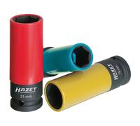 Set di chiavi a bussola HAZET 903SPC/3, Chiave quadra da 12,5 mm (1/2 pollice), larghezza trasversale 17 21 mm, con bussola in plastica, Montaggio di pneumatici con cerchioni in alluminio