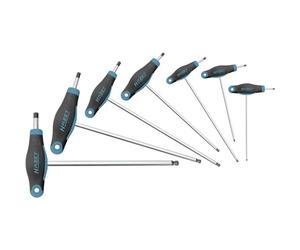 HAZET Angle Screwdriver Set 829KK/7 7-Piece Tool Set, Output: Internal Hexagonal, Ergonomic Hazet 1-Component T-Handle, with Ball Head for Manual Actuation