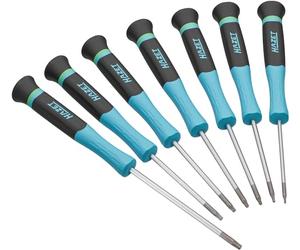 HAZET Electronic Screwdriver 811EL-T/7, 7-Piece with Internal Torx Profile, 2-Component Handle, for Various Screwing Works, Length 205 mm, Sizes SW5-15