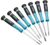 HAZET Electronics Screwdriver 811EL/7, 7-Piece Set, Phillips PH and Slotted Profile, 2-Component Handle, 205 mm Length