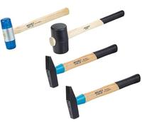 HAZET Hammer Set 2140/4, 4 Pieces, Engineer's Hammer 300 g and 500 g, Plastic Hammer with Interchangeable Heads, Rubber Mallet, Longer Life Thanks to BluGuard