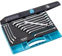 HAZET 606N/12 12-Point Profile Ratcheting Combination Wrench Set - Chrome-Plated