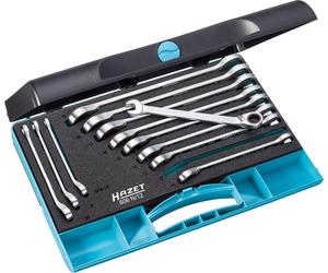 HAZET Ratchet Open-End Wrench Set - Traction Profile 12-Piece 606N/12
