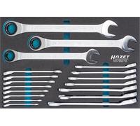 HAZET Ratchet Open-End Wrench Set - Traction Profile 18-Piece 163-366/18