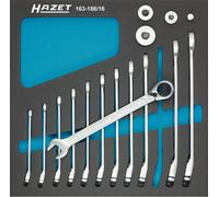 Hazet Ratchet Ring Spanner Set with Square Adapters - Traction Profile 16 -