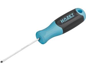 HAZET Screwdriver 811-25, Slotted Profile with Non-Slip 3-Component Handle, 0.4 x 2.5 mm Spanner Width, Round Blade, 160 mm Length