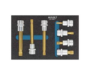 Hazet Screwdriver Bit Socket Set, Square Hollow 10 mm x 80 mm XZN Drive Profile Spline CVD Tin Coated, 460/7 - Pack of 1