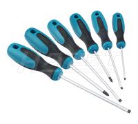 HAZET Screwdriver Set 810/6PZ | 6-Piece Tool Set, 4 x Slotted & 2 x Pozidriv Profile Screwdrivers | Non-Slip 3-Component Handle for Highest Power Transmission