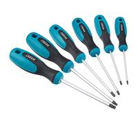 HAZET Screwdriver Set 810T/6 I 6-Piece with Non-Slip 3-Component Handle, High Power Transmission, Matte Chrome-Plated Surface, Blade Tip High Precision and Burnished I Torx Profile T10 - T30