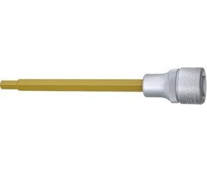 Hazet Screwdriver Socket 986SL-6, Inner Hexagon 6 mm, 1/2 Inch Square, Hollow, TiN-Coated, 140 mm Length, for Manual Operation, DIN 7422
