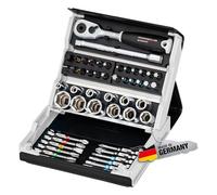 HAZET SmartCase Socket Spanner Set 2200SC-2-PD, 50 Pieces, Porsche Motorsport Edition, 1/4 Inch Reversible Ratchet, with Bits and Sockets