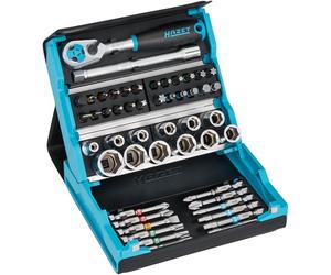 HAZET SmartCase Steckschlüsselsatz 2200SC-2, 50-teiliges Werkzeug Steckschlüssel-Set, Antrieb: Sechs- & Vierkant 6,3 mm (1/4 Zoll)