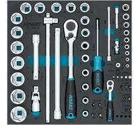 HAZET Socket/Screwdriver Set 163-224/57N 57 Pieces 3-32mm PH1-PH3 PZ1-PZ2 T15-T30 Slotted Phillips Pozidriv Inside/Outside Hexagon Inner Torx with Reversible Ratchets