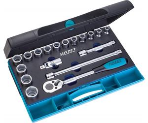 Hazet Socket Set 12.5mm 1/2" External Hex Traction Profile 18 Pieces