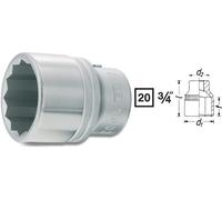 HAZET Socket Wrench Insert 20Mm 3/4" External Double Hexagon 1000AZ-2