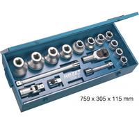 HAZET Socket Wrench Set 25Mm (1") External Double Hexagon 17-Piece 1100Z
