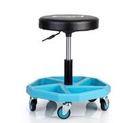 HAZET Work Seat 195N-4, Sturdy Square Tubular Frame Construction, 5 Smooth Castors 75 mm, Height Adjustable 430-550 mm, Maximum Load 150 kg, Large Seat Cushion 350 mm