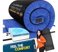 Hazli Most Comfortable Memory Foam Floor Mattress - [Single, 75"x25"x3"] - Roll Out, Waterproof Cotton Portable Sleeping Pad - Memory Foam Camping Mattress Pad with Removable Cover