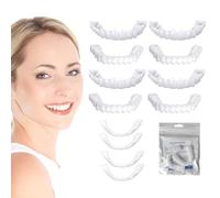 HAZMA 4 Pairs False Teeth, Clip In Veneers Teeth Instant Veneers Dentures Fake Teeth Braces, Clip In Teeth On Veneers Top And Bottom, Whitening Veneers Teeth Top And Bottom Set For Men Women