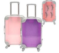 HAZMA Pack of 2 Travel Gift Travel Suitcases Miniature, Money Gift Travel Holiday Fund Money Box Travel Suitcase as a Gift for Holiday, Mini Suitcase, Travel Voucher Gift Packaging (Pink+Purple)