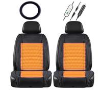 Hazomeu Warm Adult Car Booster Seat for Driver Comes with snow shovel and steering wheel cover It Is the Warmest Gift for Drivers in Winter,Black-twoseats+steeringwheelcover
