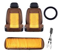 Hazomeu Warm Driver Seat Cushion Comes with snow shovel and steering wheel cover It Is the Warmest Gift for Drivers in Winter,Brown-mainseat+auxiliaryseat+backseat+