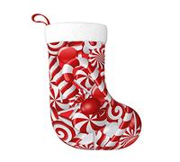 HAZURE Candy Canes Christmas Stocking Large 18" Personalised Print Fluffy Hanging Christmas Decorations Stocking