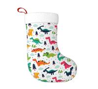 HAZURE Colorful Dinosaurs Christmas Stocking Large 18" Personalised Print Fluffy Hanging Christmas Decorations Stocking