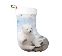 HAZURE Polar Bear Christmas Stocking Large 18" Personalised Print Fluffy Hanging Christmas Decorations Stocking