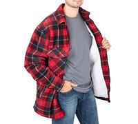 Hazy Blue Baxter Mens Fleece Lined Jacket - Lumberjack Shirt & Work Shirt Style - Casual Sherpa Classic Fleece Outerwear with Durable & Comfortable Design - RED - L