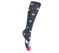 Hazy Blue Highland Cow Welly Socks, Womens Size 3-8 (UK, Numeric, 3, 8, Regular, Regular, Dark Grey/pink Dog Paw)